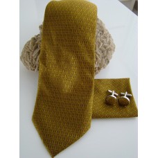 Set stropdas pochet manchetknopen goudgeel zwart Fantasy